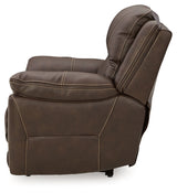Dunleith Chocolate Zero Wall Power Recliner w/PWR HDRST - Ornate Home