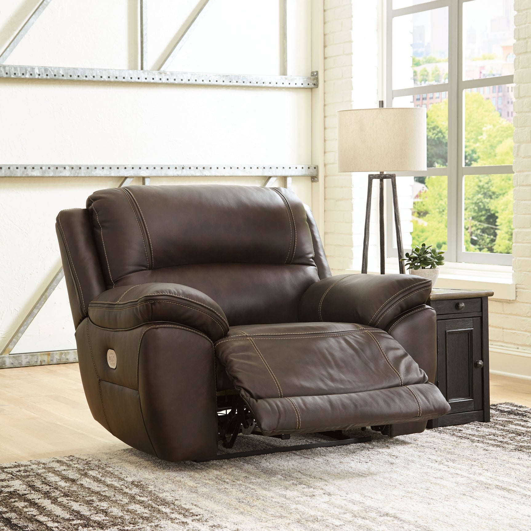 Dunleith Chocolate Zero Wall Power Recliner w/PWR HDRST - Ornate Home