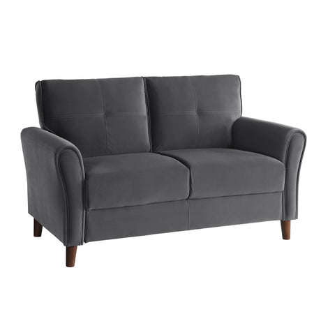 Dunleith Gray Velvet Loveseat - Ornate Home