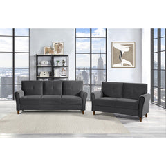 Dunleith Gray Velvet Loveseat - Ornate Home