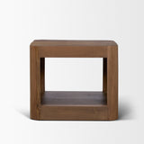 Dunmore Brown Solid Wood Rectangular Open Shelf Side Table - Ornate Home