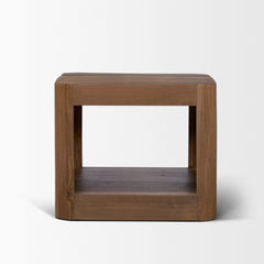 Dunmore Brown Solid Wood Rectangular Open Shelf Side Table - Ornate Home