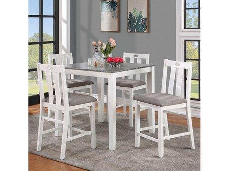Dunseith White Gray Counter Ht. Dining Room Set / 5pc - Ornate Home