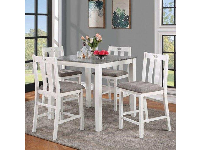 Dunseith White Gray Counter Ht. Dining Room Set / 5pc - Ornate Home