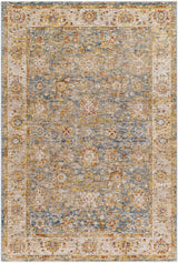 Duong Beige & Blue Textured Rug with Fringes - Ornate Home