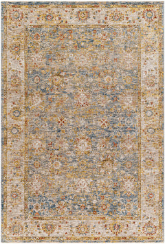 Duong Beige & Blue Textured Rug with Fringes - Ornate Home