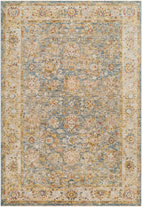 Duong Beige & Blue Textured Rug with Fringes - Ornate Home
