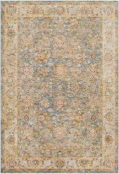 Duong Beige & Blue Textured Rug with Fringes - Ornate Home