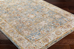 Duong Beige & Blue Textured Rug with Fringes - Ornate Home
