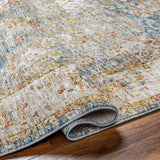 Duong Beige & Blue Textured Rug with Fringes - Ornate Home