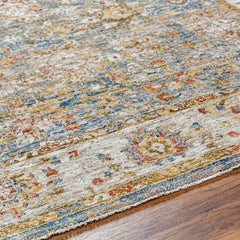 Duong Beige & Blue Textured Rug with Fringes - Ornate Home