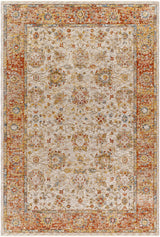 Duong Beige & Rust Textured Rug with Fringes - Ornate Home