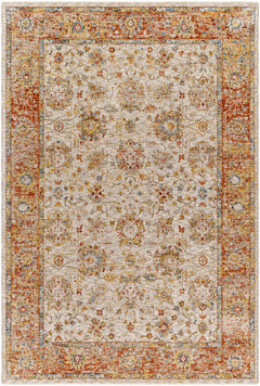 Duong Beige & Rust Textured Rug with Fringes - Ornate Home