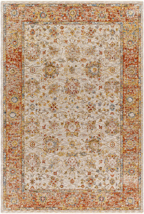 Duong Beige & Rust Textured Rug with Fringes - Ornate Home