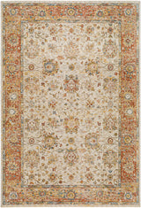 Duong Beige & Rust Textured Rug with Fringes - Ornate Home