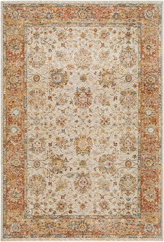 Duong Beige & Rust Textured Rug with Fringes - Ornate Home