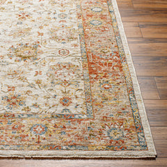 Duong Beige & Rust Textured Rug with Fringes - Ornate Home