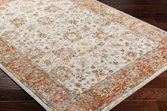 Duong Beige & Rust Textured Rug with Fringes - Ornate Home