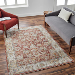 Duong Rust Textured Rug with Fringes - Ornate Home