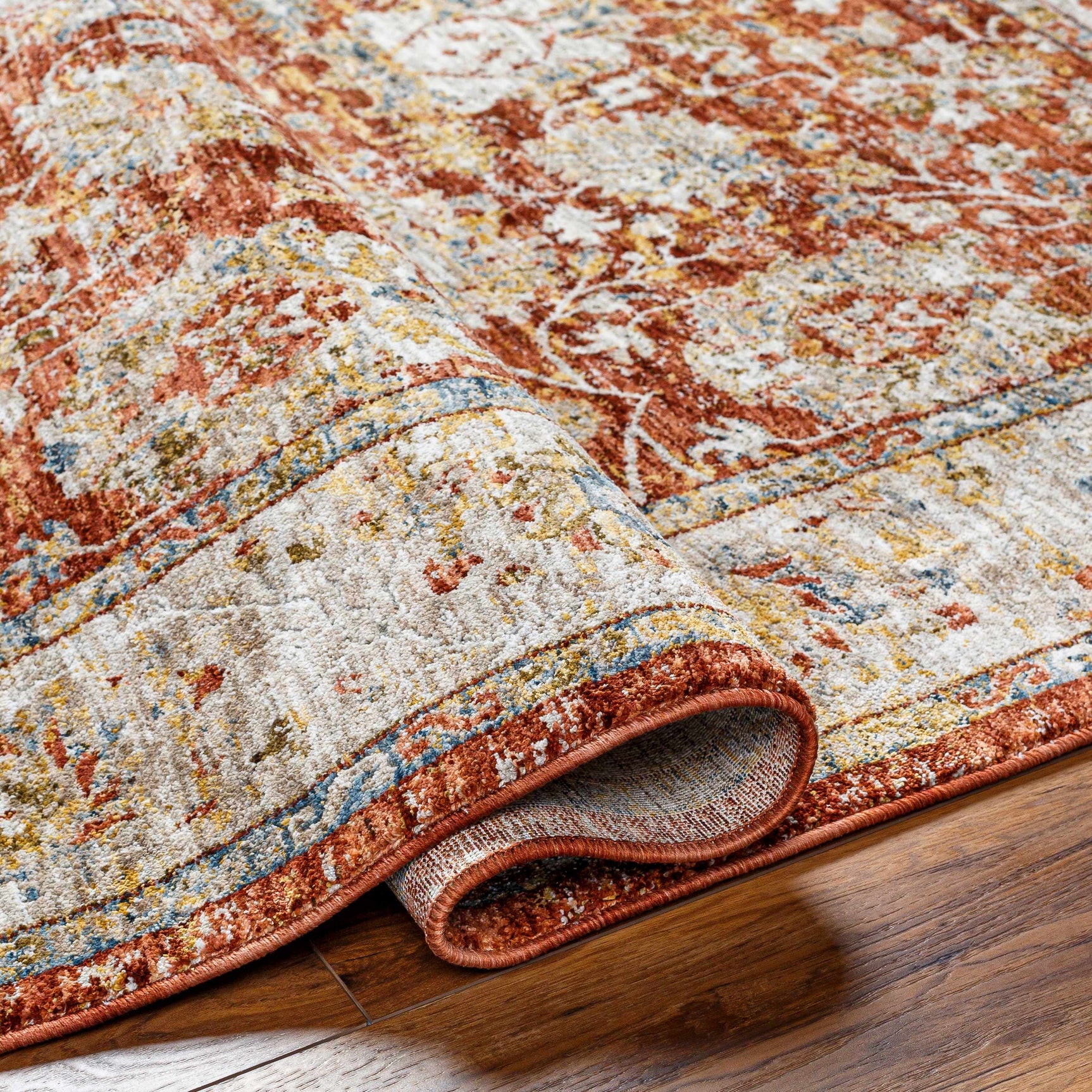 Duong Rust Textured Rug with Fringes - Ornate Home