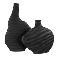 Duostacked Black Vases (Set of 2) - Ornate Home
