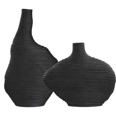 Duostacked Black Vases (Set of 2) - Ornate Home