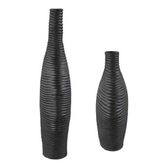 Duostacked Black Vases (Set of 2) - Ornate Home