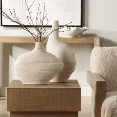 Duostacked Matte White Vases (Set of 2) - Ornate Home
