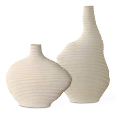 Duostacked Matte White Vases (Set of 2) - Ornate Home