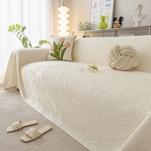 Durable Cooling Couch Cover for Dogs Textured Chic Leaf Summer Throw Cover Blanket - Ornate Home