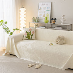Durable Cooling Couch Cover for Dogs Textured Chic Leaf Summer Throw Cover Blanket - Ornate Home