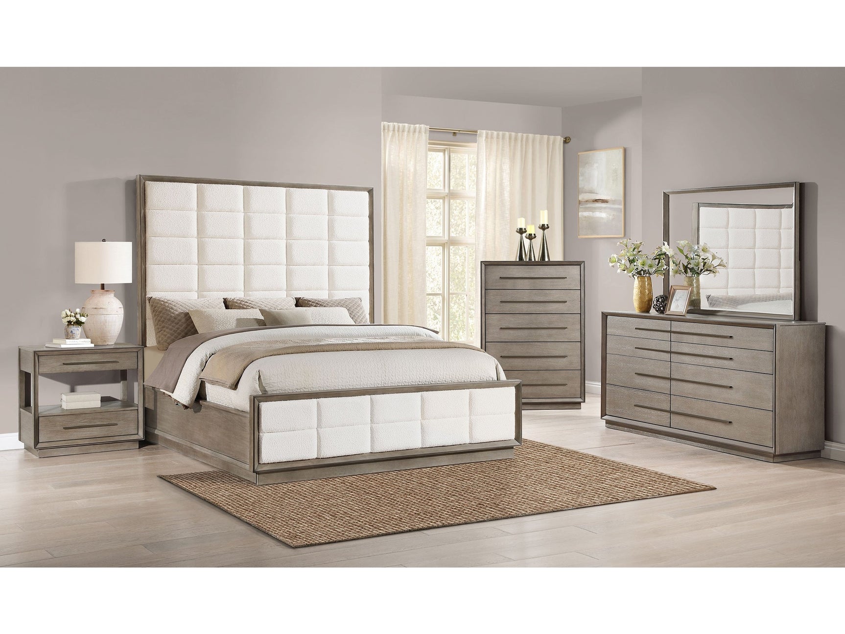Durango Washed Oak 4-piece 5-piece California King Bedroom Set - Ornate Home