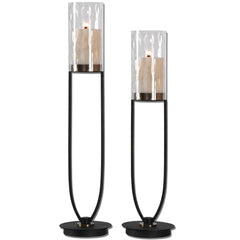 Durga Black/Bronze/Brown Iron Work Candleholders (Set of 2) - Ornate Home