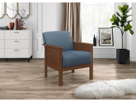 Durham Walnut/Blue Accent Chair - Ornate Home