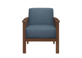 Durham Walnut/Blue Accent Chair - Ornate Home