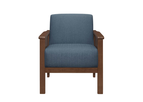 Durham Walnut/Blue Accent Chair - Ornate Home