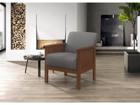 Durham Walnut/Gray Accent Chair - Ornate Home