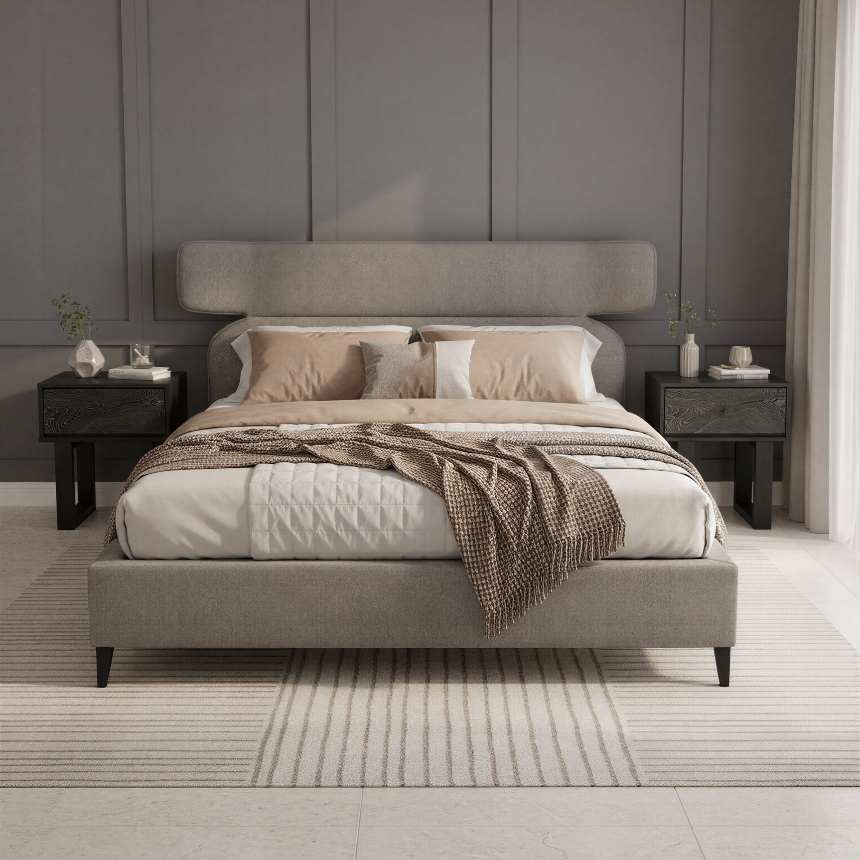 Dusa Olive Brown King Bed