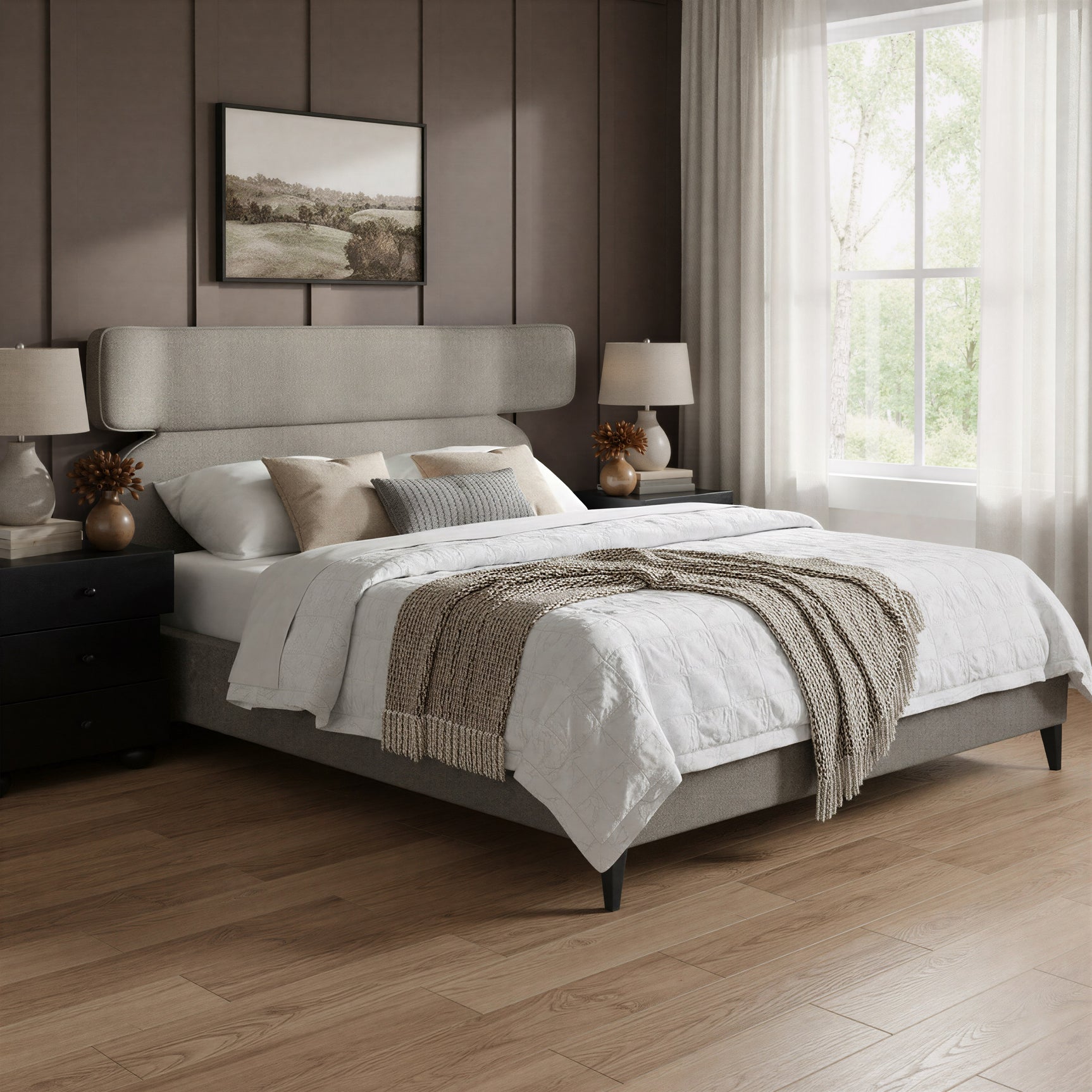 Dusa Olive Brown King Bed