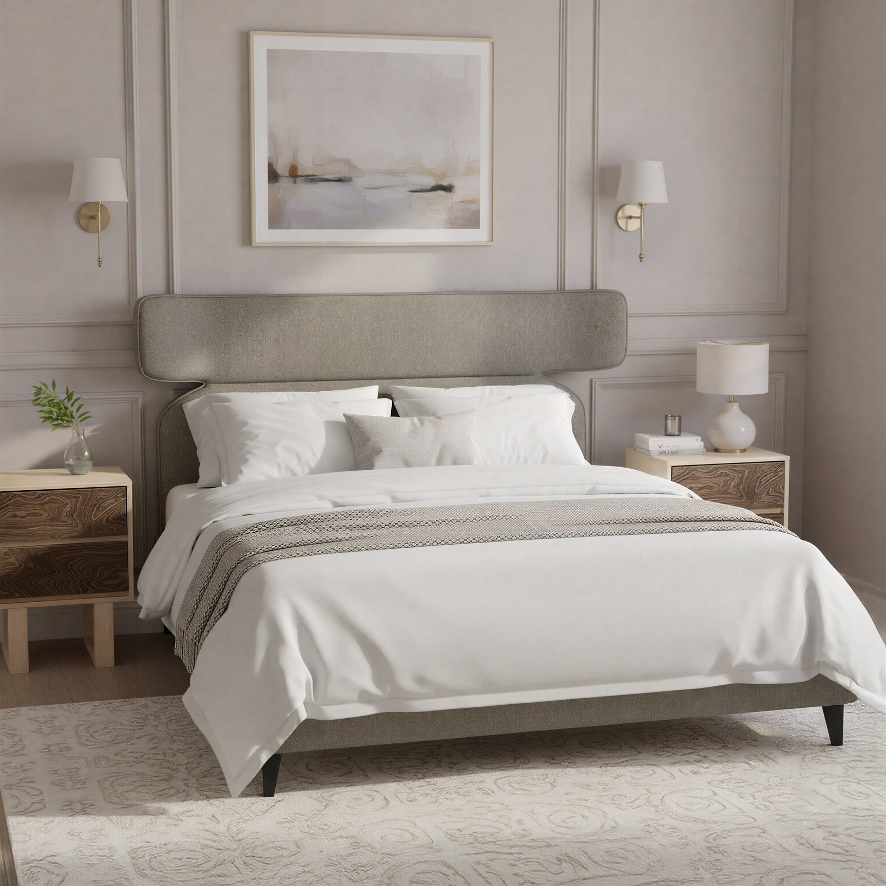 Dusa Olive Brown Queen Bed