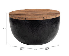 Duskan Natural & Black Storage Coffee Table - Ornate Home