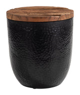 Duskan Natural & Black Storage Side Table - Ornate Home