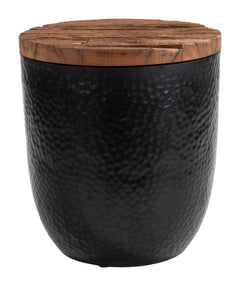 Duskan Natural & Black Storage Side Table - Ornate Home