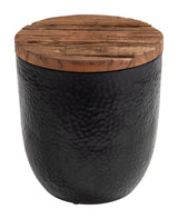 Duskan Natural & Black Storage Side Table - Ornate Home