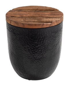 Duskan Natural & Black Storage Side Table - Ornate Home