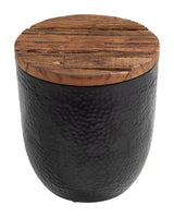 Duskan Natural & Black Storage Side Table - Ornate Home