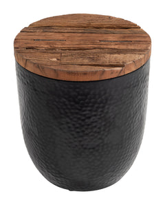 Duskan Natural & Black Storage Side Table - Ornate Home