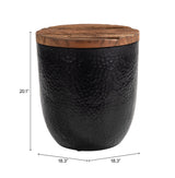 Duskan Natural & Black Storage Side Table - Ornate Home