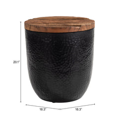Duskan Natural & Black Storage Side Table - Ornate Home