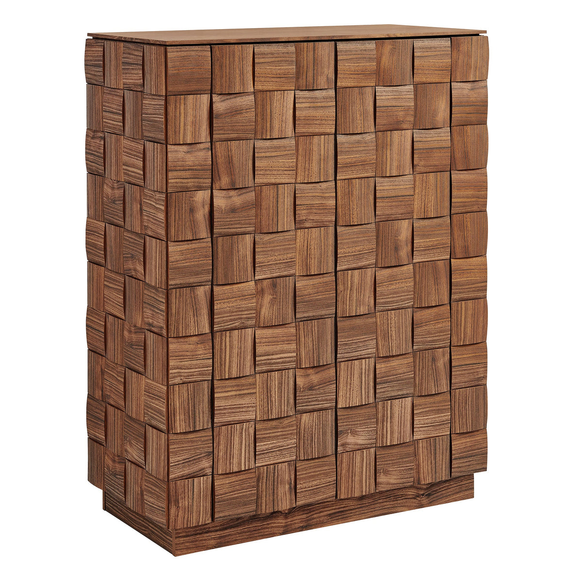 Duskin Walnut 39 Inch Geometric Block Design Tall Storage Cabinet - Ornate Home